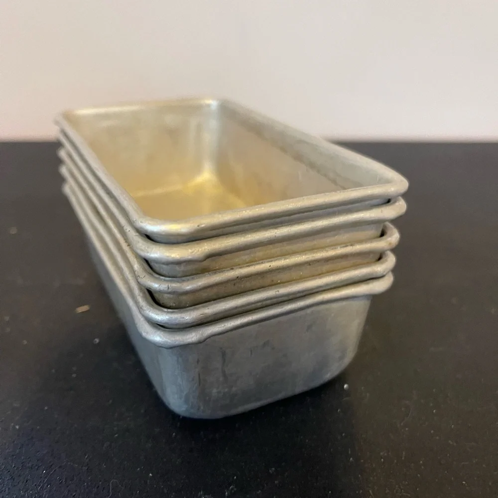 5 Vintage Aluminum Mini Baking Loaf Pans Small Stacking Cake Dessert Bakers Oven - Picture 5 of 6